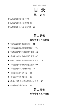 五星级酒店市场营销部运营手册