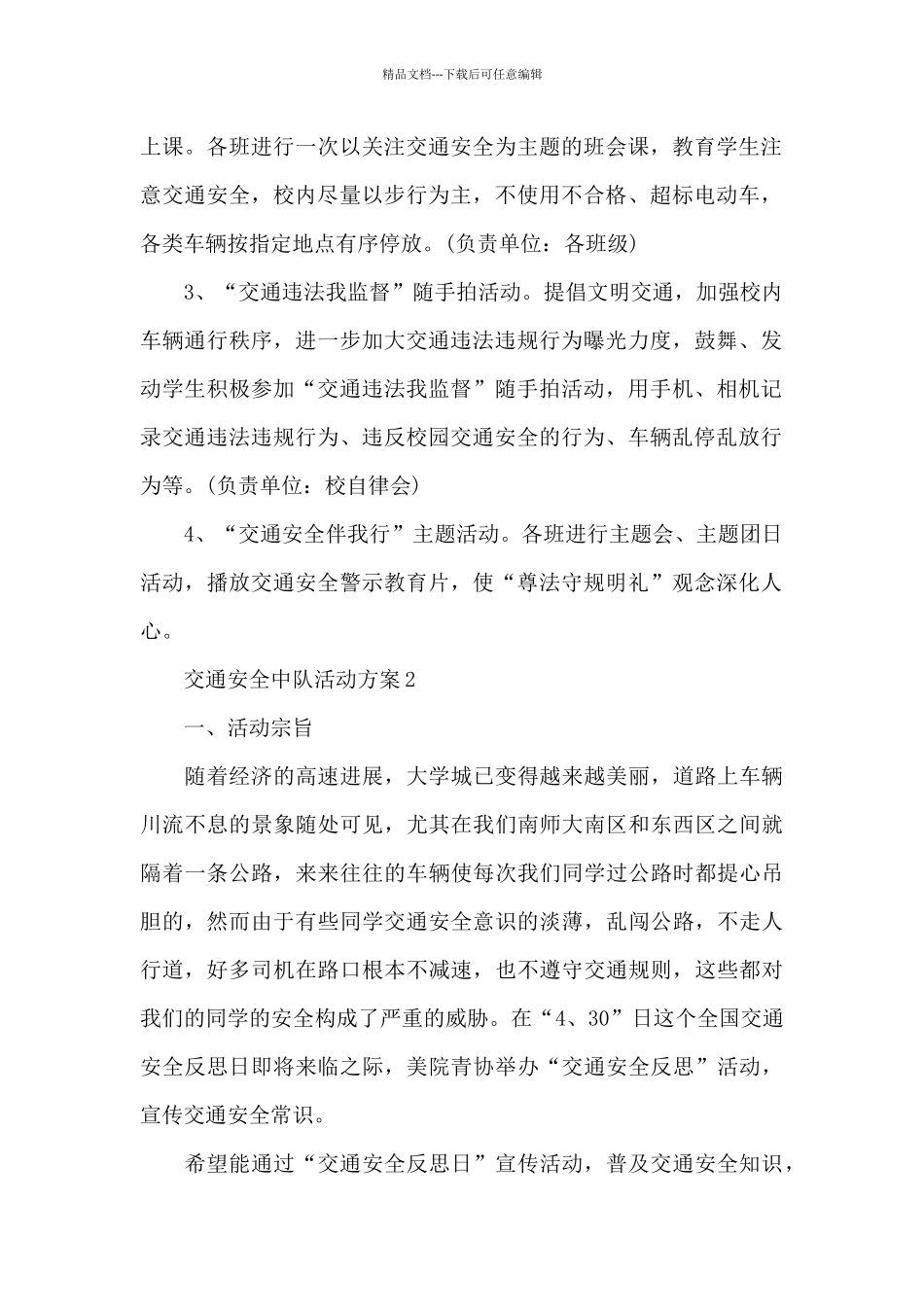 交通安全中队活动方案_第2页