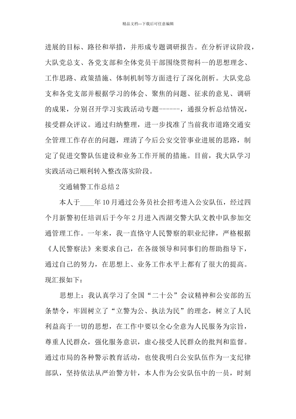 交通辅警工作总结_第3页