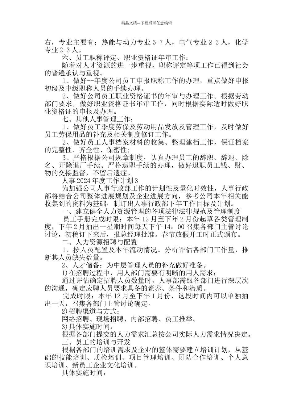 人事2024年度工作计划_第3页