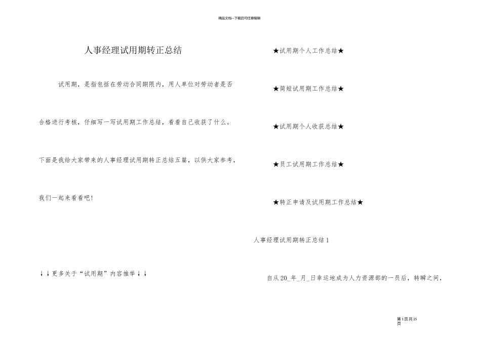 人事经理试用期转正总结_第1页