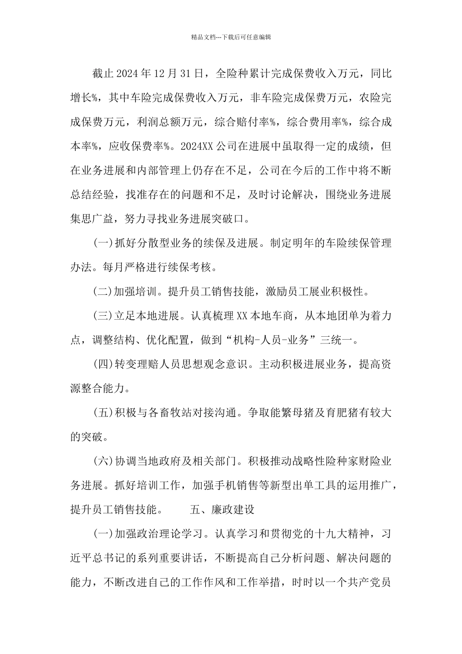 人保财险X支公司2024年度工作情况总结_第3页