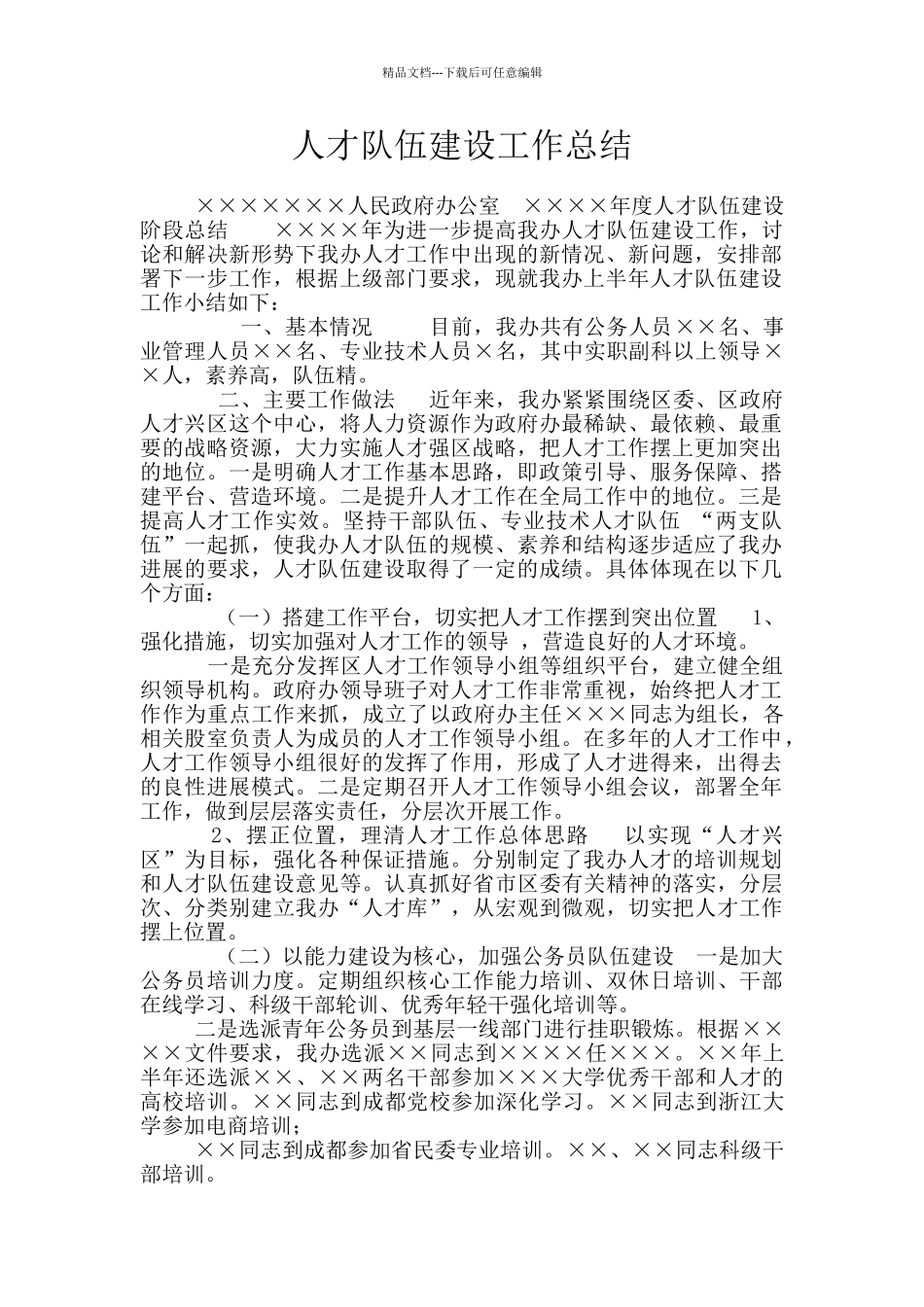 人才队伍建设工作总结_第1页