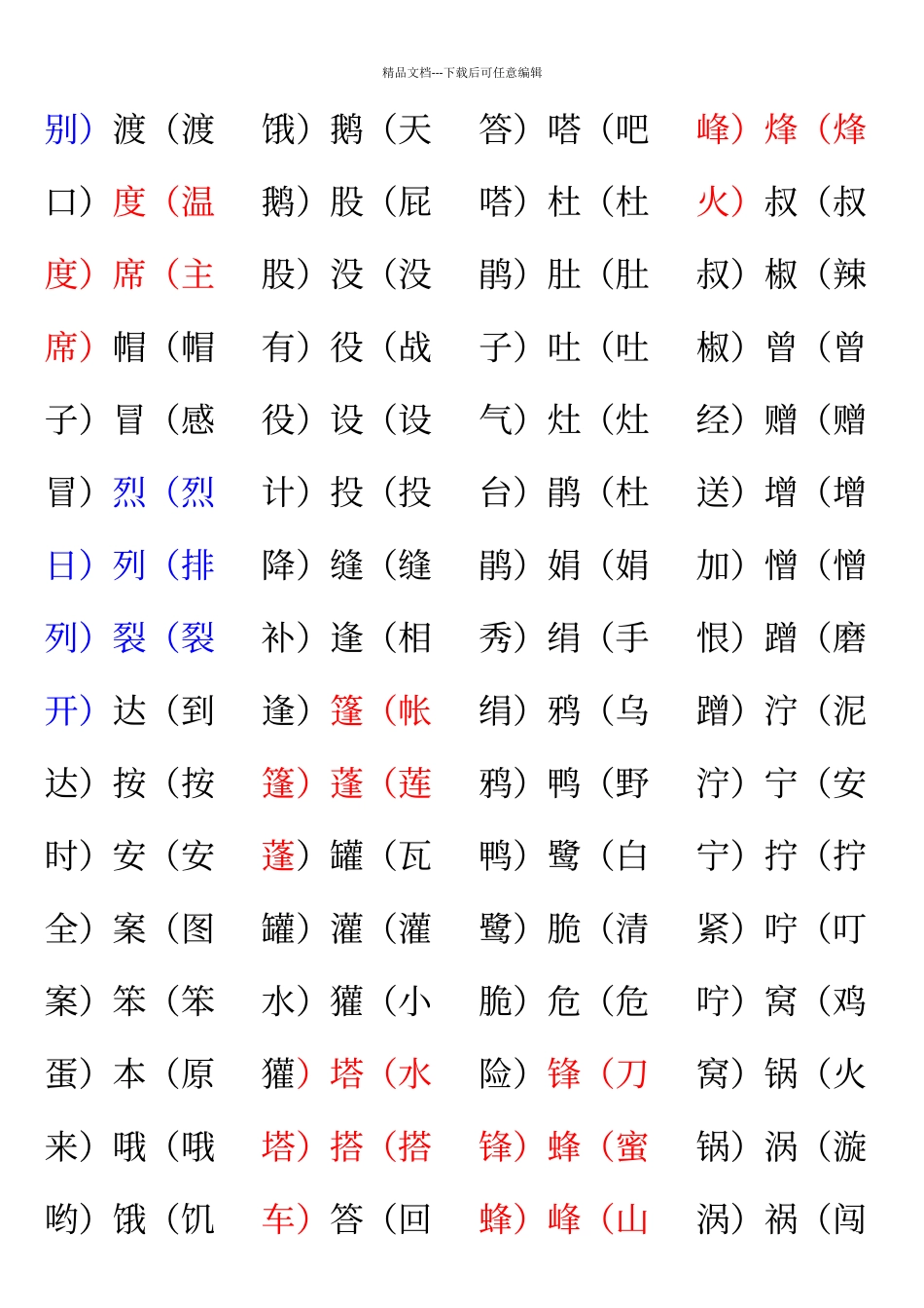 人教版语文二下形近形声字复习_第3页
