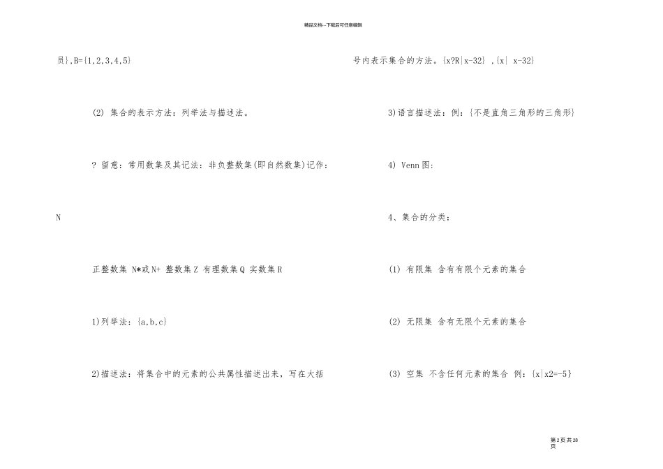 人教版高中数学必修一知识点规纳数学公式_第2页