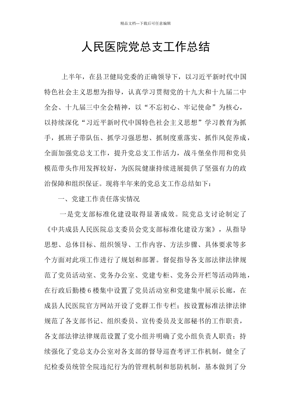 人民医院党总支工作总结_第1页