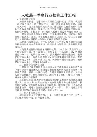 人社局一季度行业扶贫工作汇报
