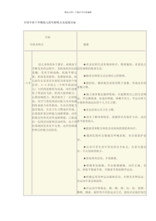 介绍中班下学期幼儿的年龄特点及发展目标