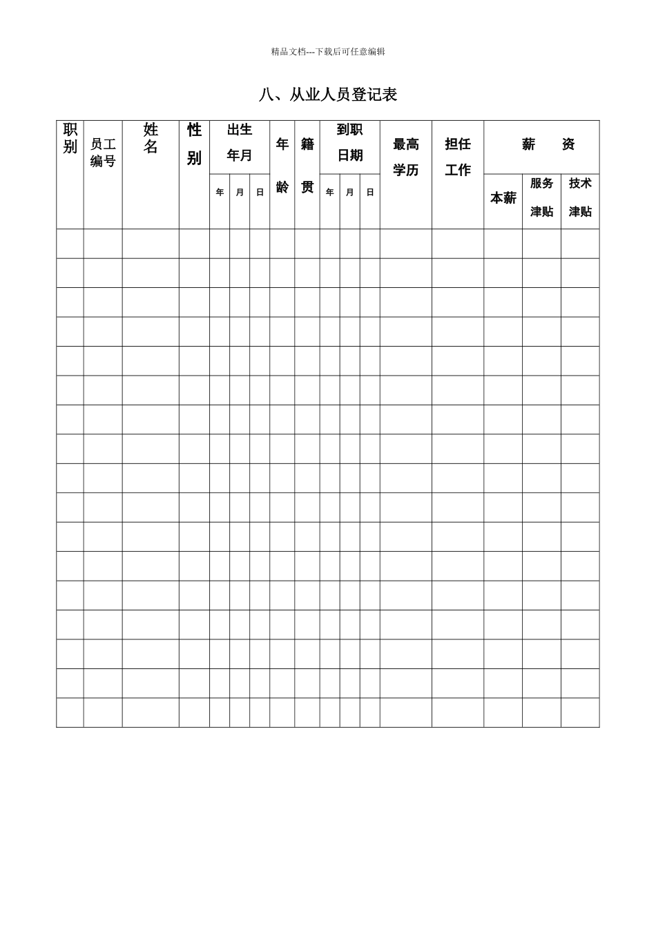 从业人员登记表Word表格_第1页