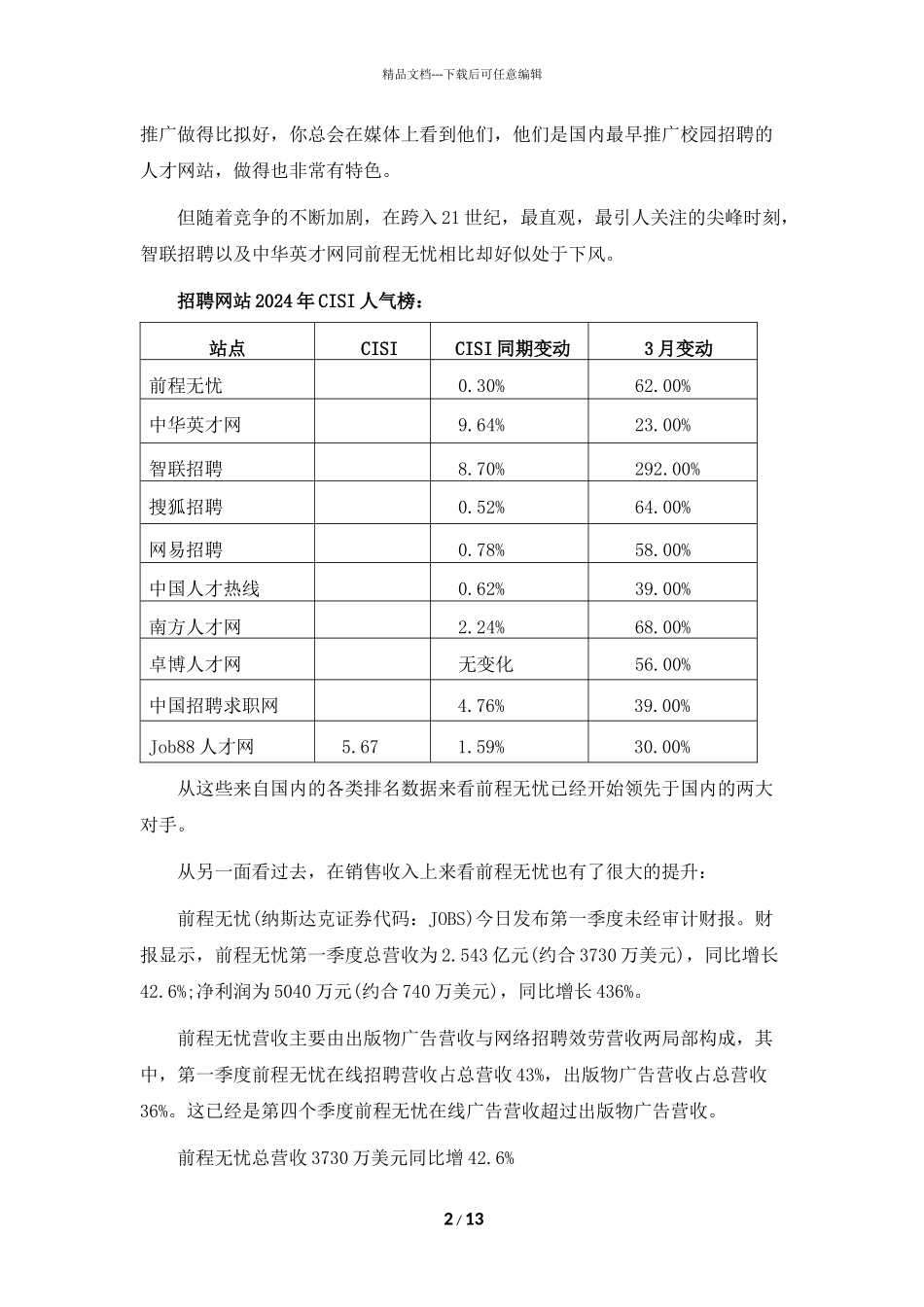 从“前程无忧”的发展看中国人才招聘网站_第2页