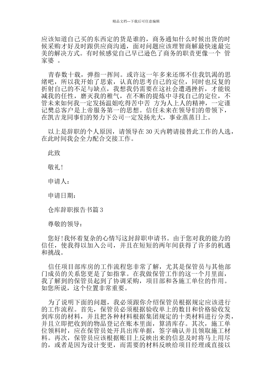 仓库辞职报告书_第3页