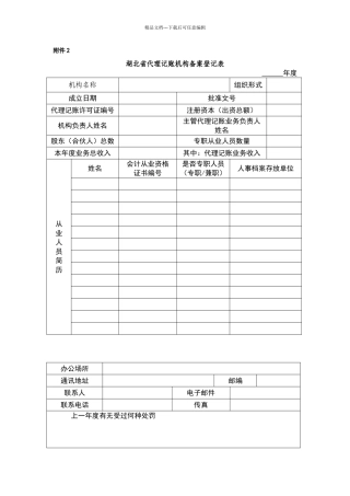 代理记账机构备案登记表
