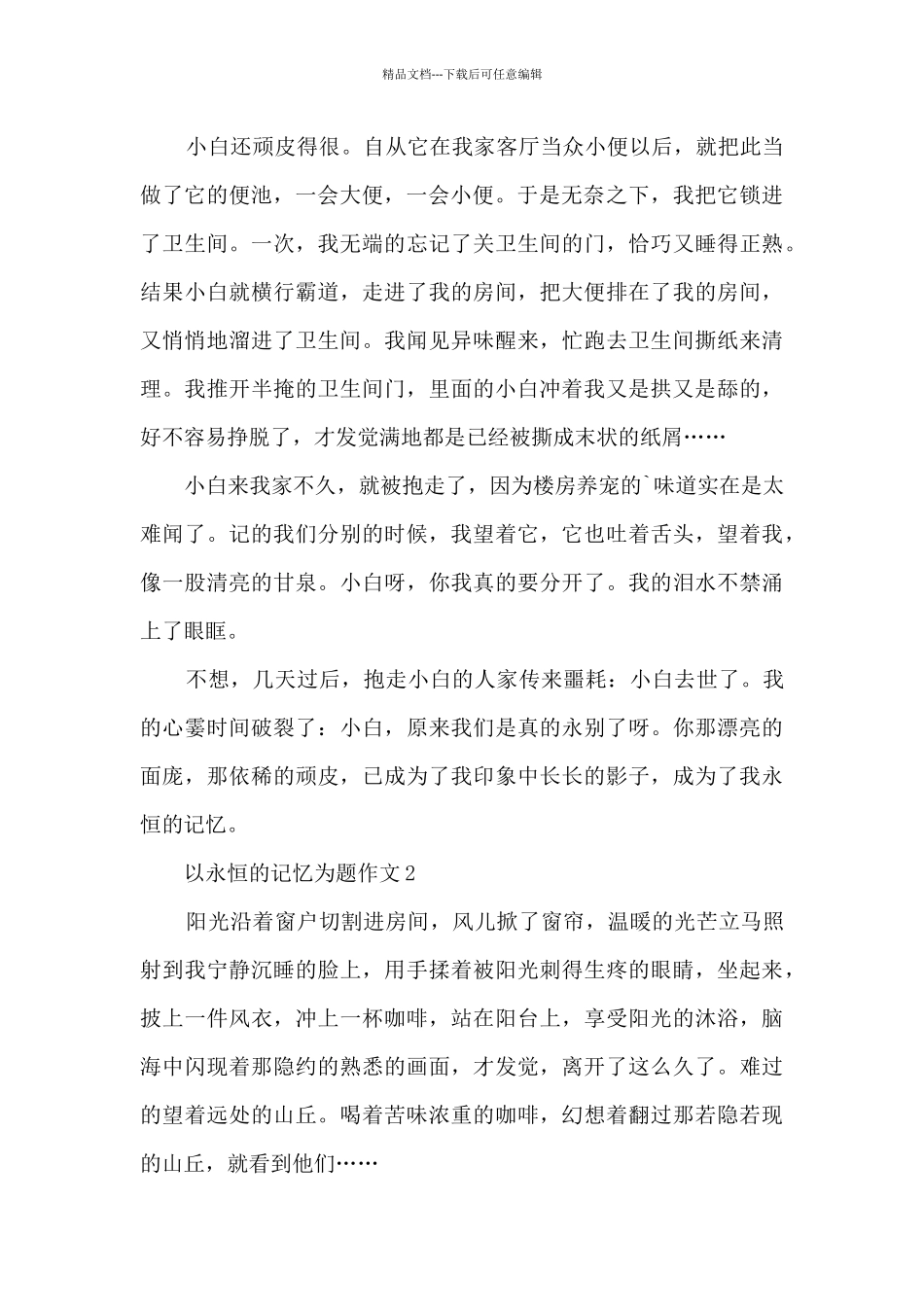 以永恒的记忆为题作文5篇_第2页