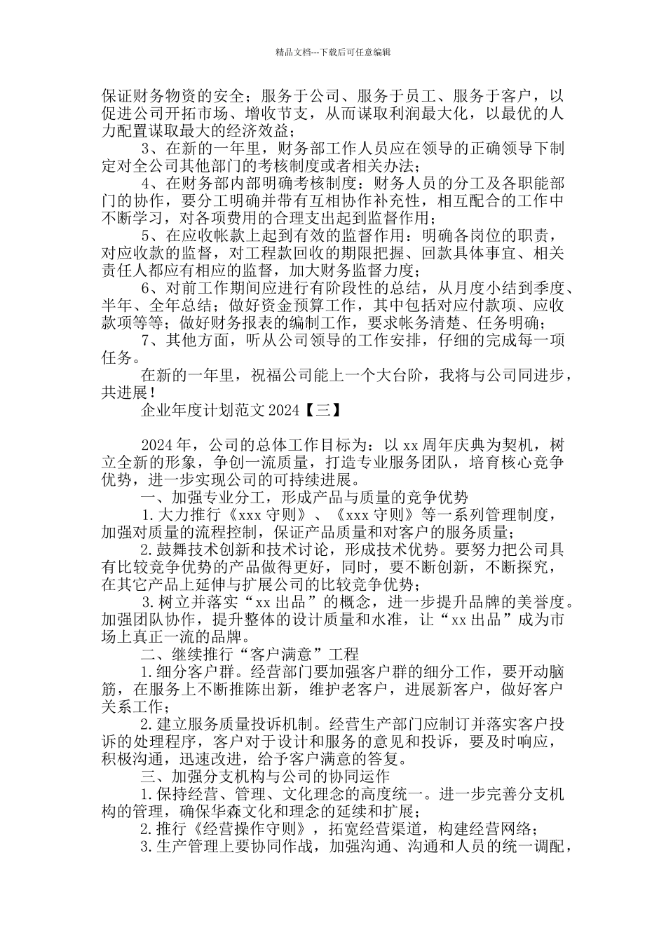 企业年度计划范文2024_第3页