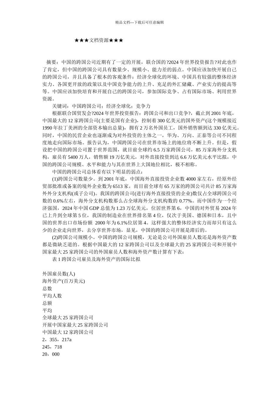 企业战略-中国跨国公司成长的客观条件分析_第1页