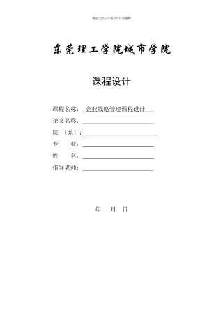企业战略管理课程设计论文