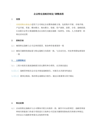 企业特定战略的制定调整流程