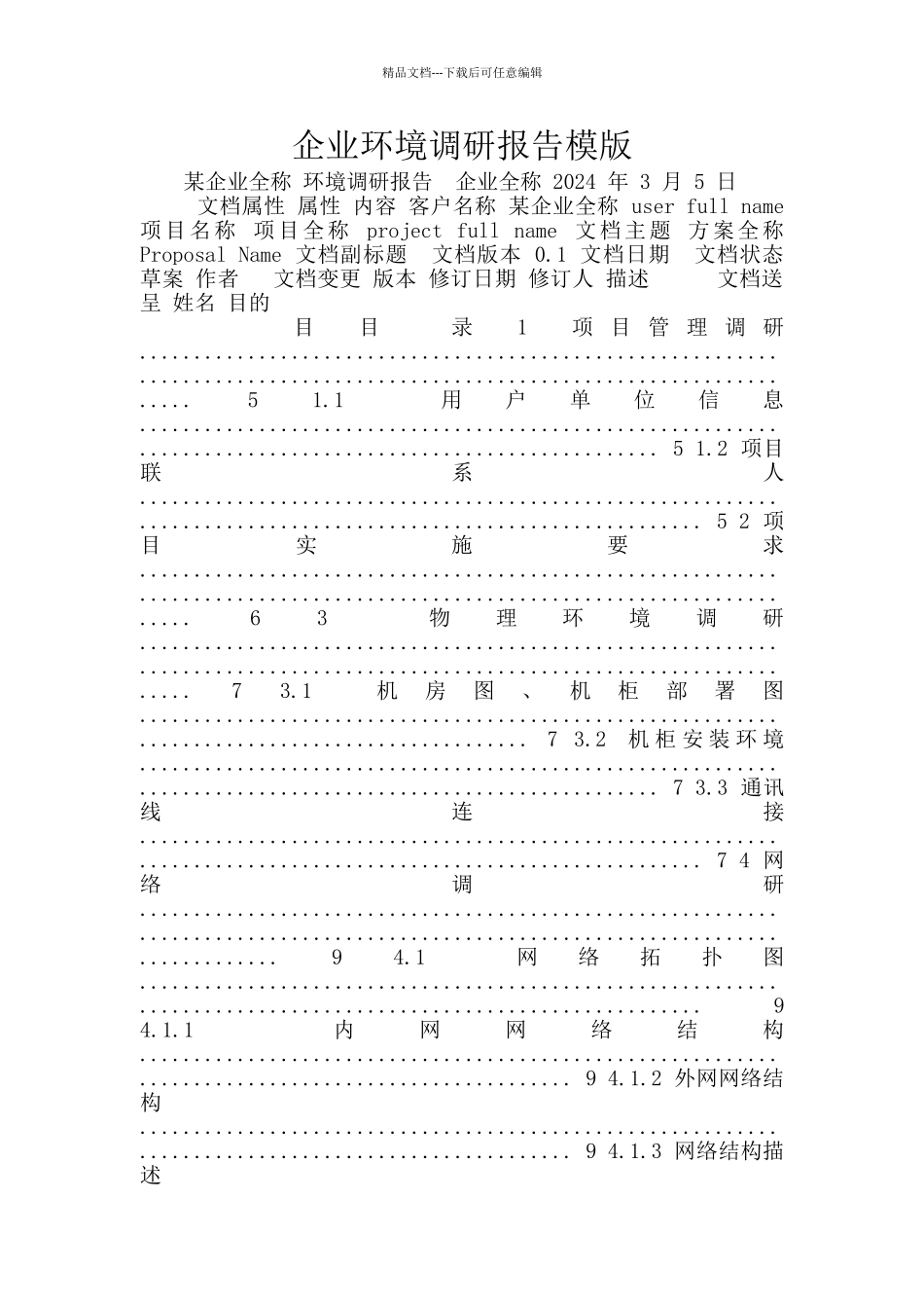 企业环境调研报告模版_第1页