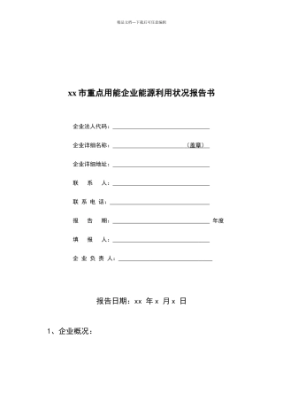 企业能源利用状况报告