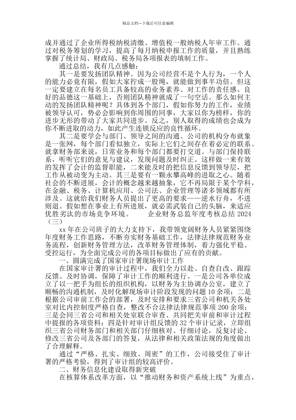 企业财务总监年度考核总结2024_第3页