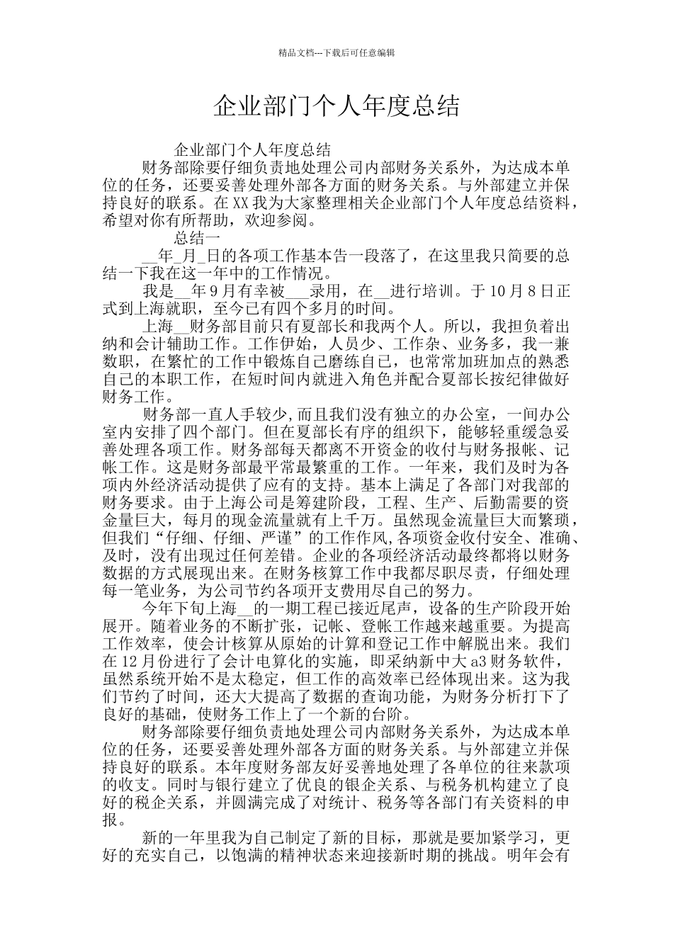 企业部门个人年度总结_第1页