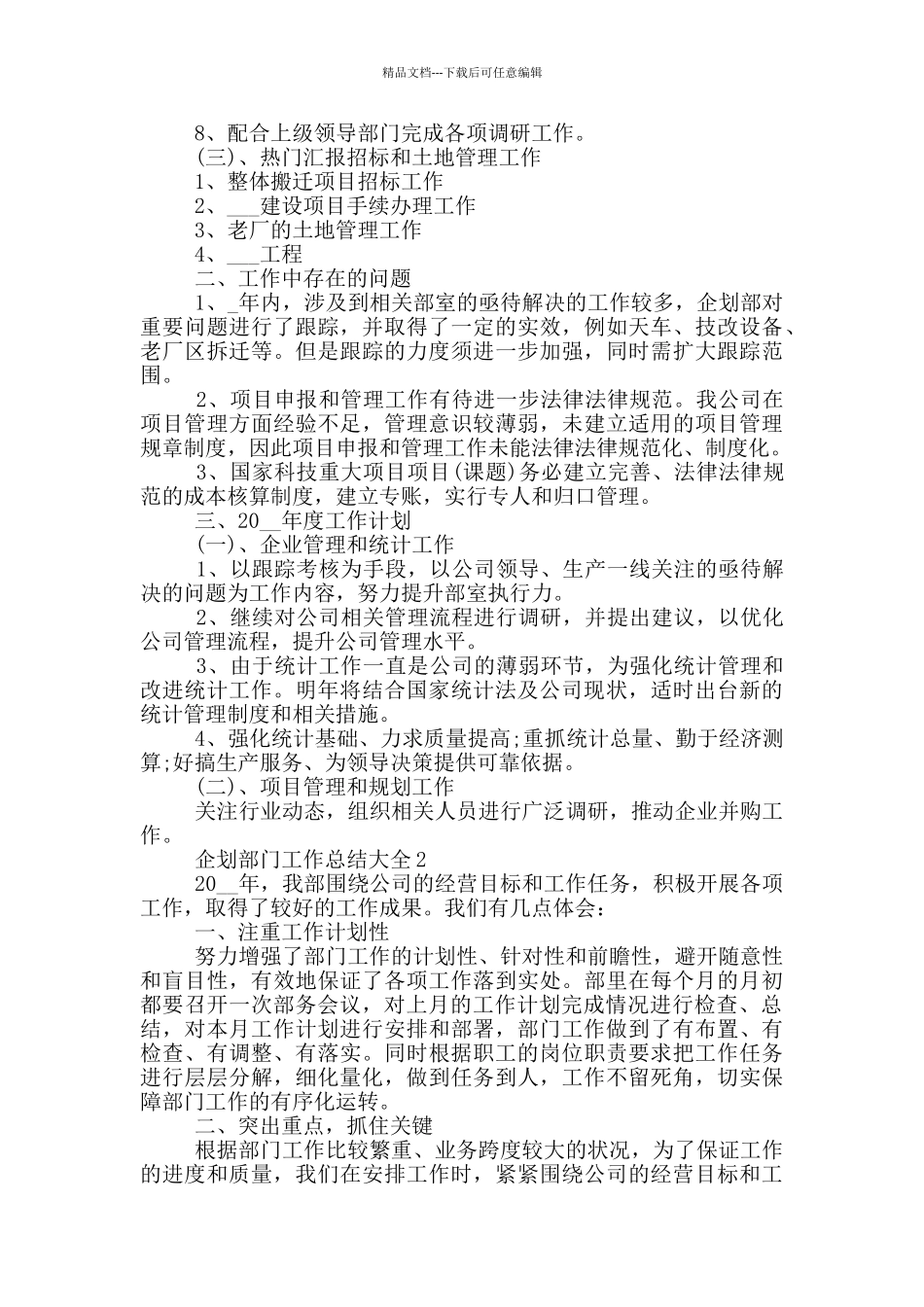 企划部门工作总结大全_第2页