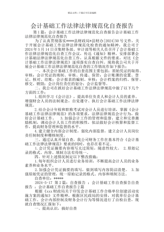 会计基础工作规范化自查报告