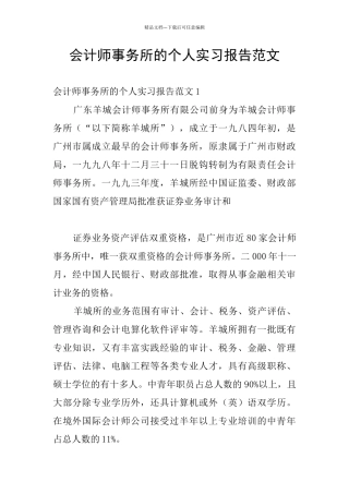 会计师事务所的个人实习报告范文