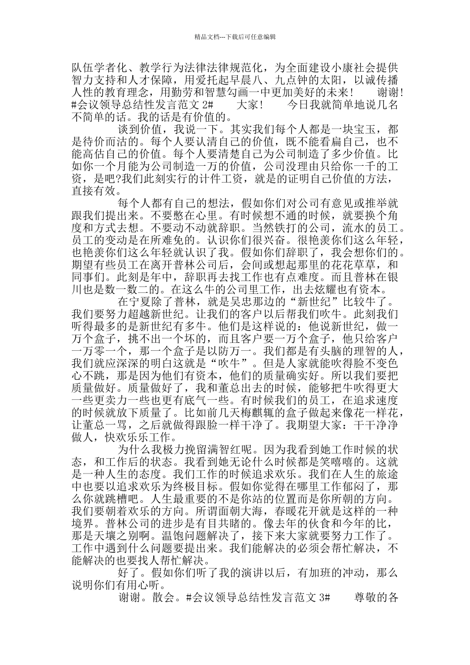 会议领导总结性发言范文_第2页