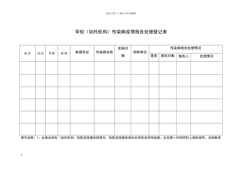 传染病疫情报告处理登记表_第1页