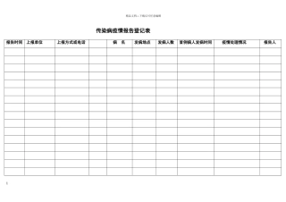 传染病疫情报告登记表