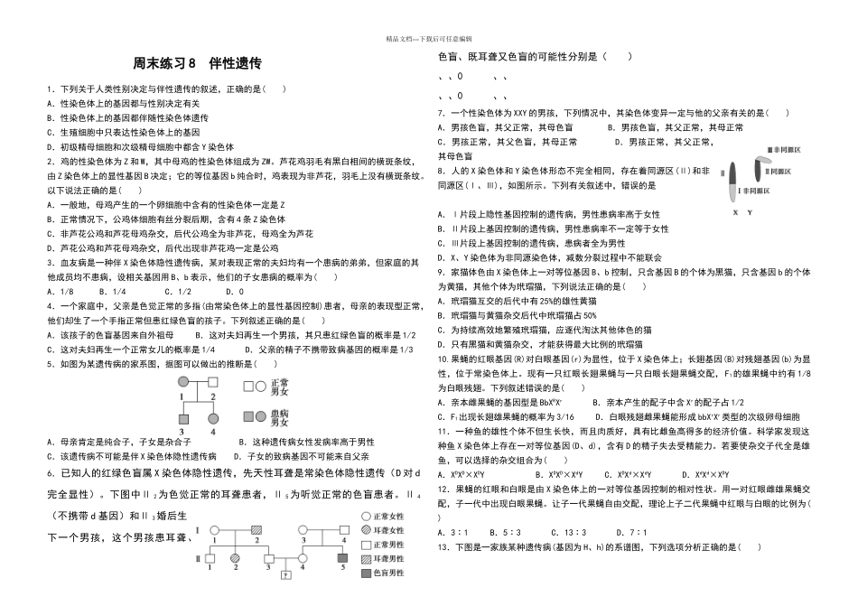 伴性遗传精选练习题_第1页