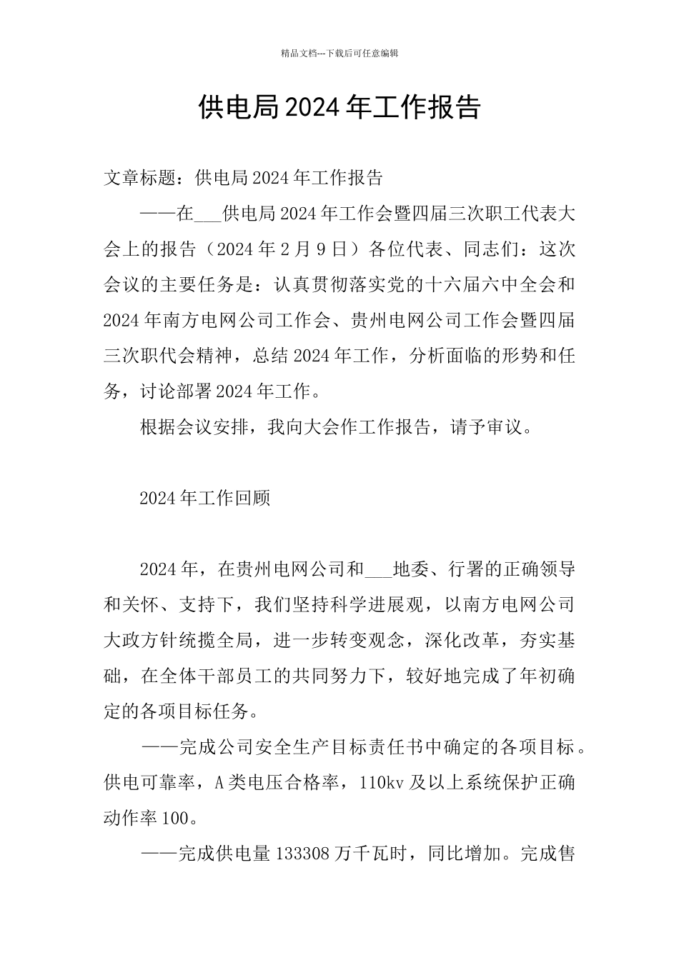 供电局2024年工作报告_第1页