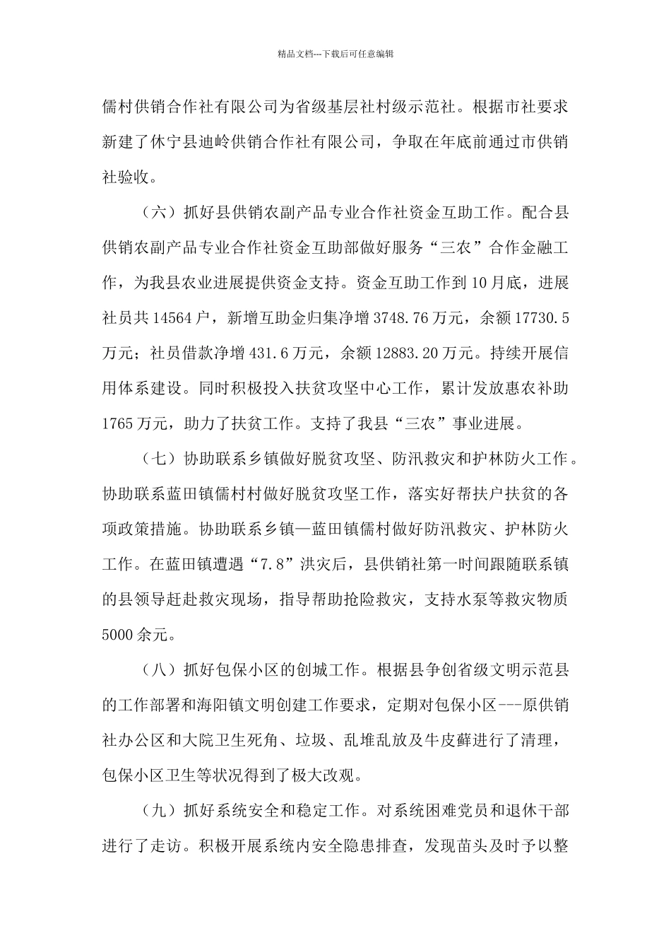 供销合作社工作总结及2024年工作谋划_第3页