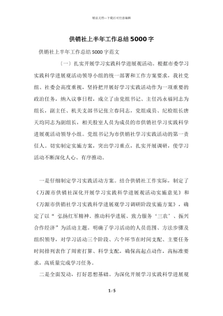 供销社上半年工作总结5000字