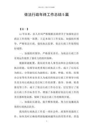 依法行政年终工作总结5篇