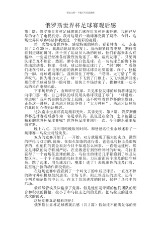 俄罗斯世界杯足球赛观后感