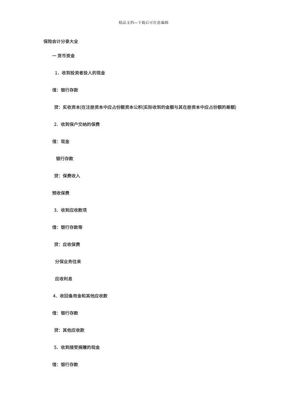 保险会计分录大全_第1页