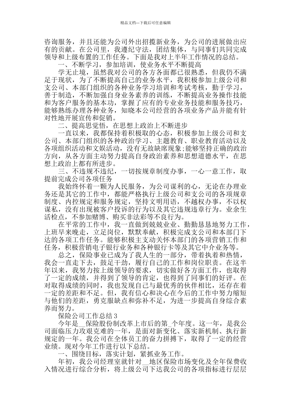 保险公司个人工作总结范文2024_第2页