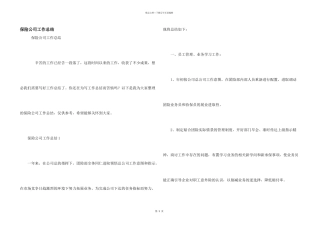 保险公司工作总结