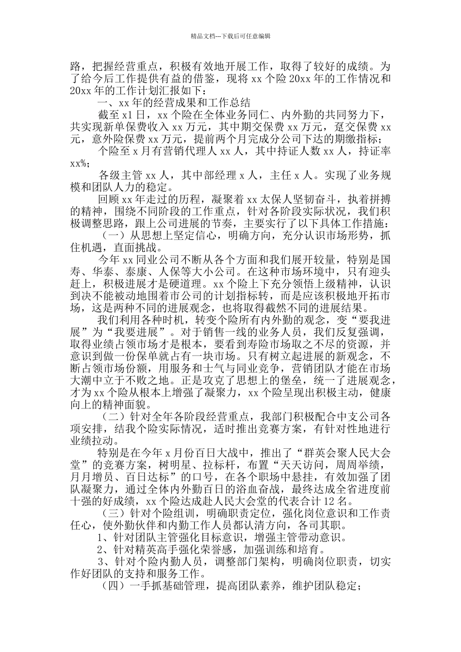 保险公司工作总结模板2024_第2页