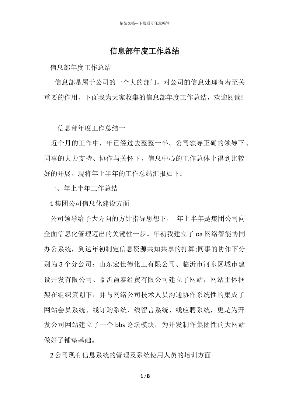 信息部年度工作总结_第1页