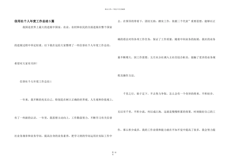 信用社个人年度工作总结5篇_第1页