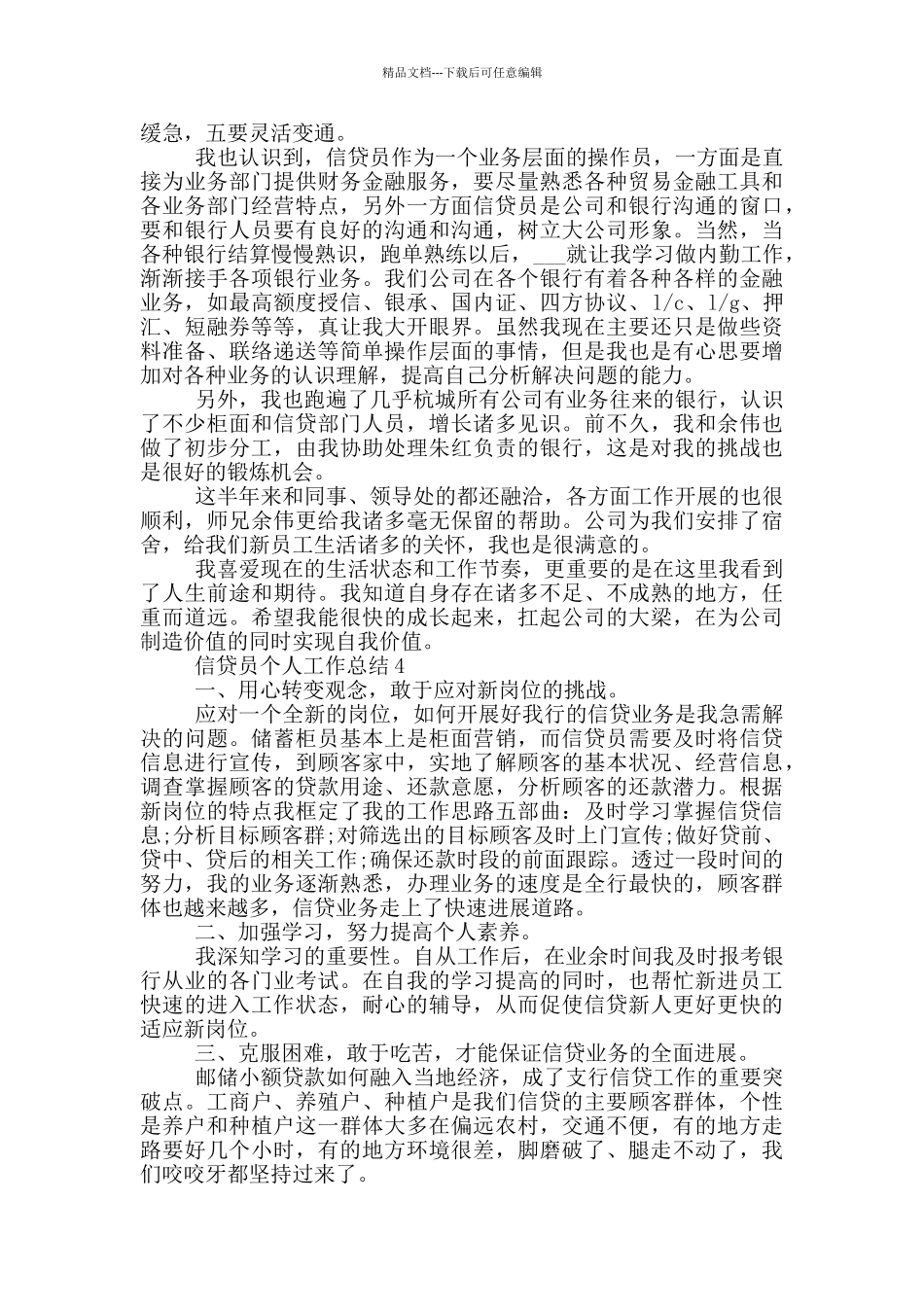 信贷员年度个人工作总结700字范文5篇_第3页
