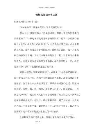 假期见闻300字三篇