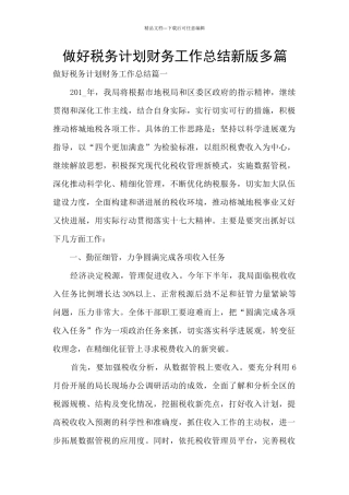 做好税务计划财务工作总结新版多篇
