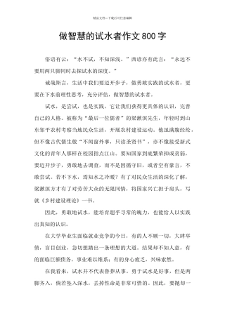做智慧的试水者作文800字