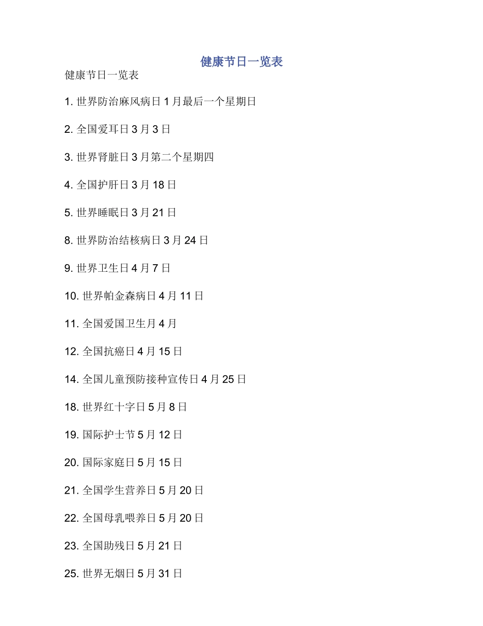 健康节日一览表_第1页