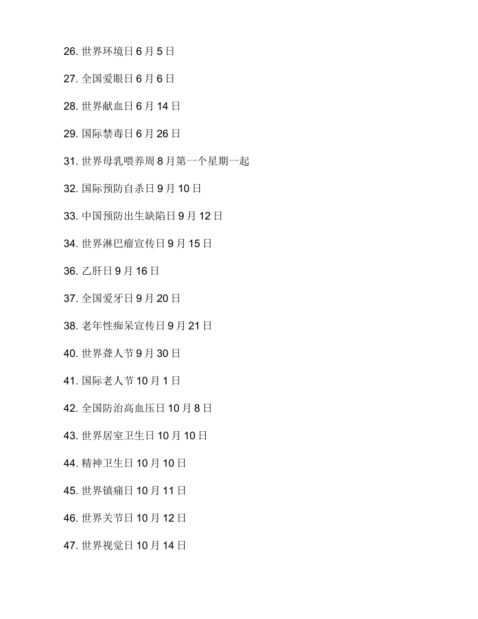健康节日一览表_第2页
