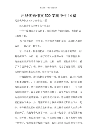 元旦优秀作文500字高中生14篇